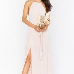 Show Me Your Mumu - Amanda Maxi Dress w/ Slit - Dancing Queen Shine Blush (XS)